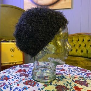 Calvin Klein Black Faux Feather Beanie